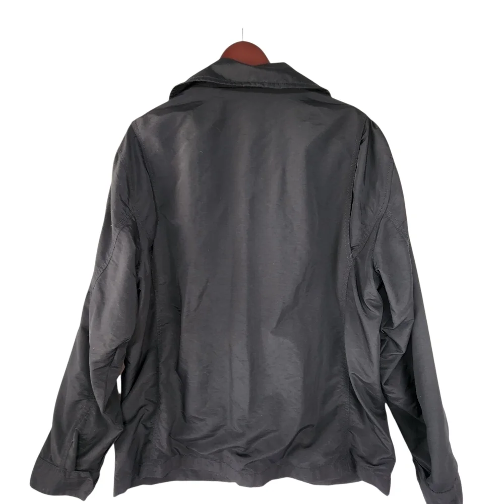 Lands' End Men's Black Jacket Lightweight Utility Large Rain Wind